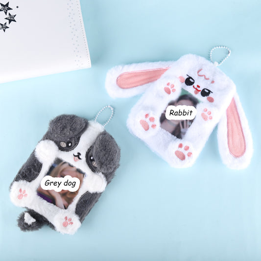 Grey Dog & Rabbit Fanmade Plush Card Holder